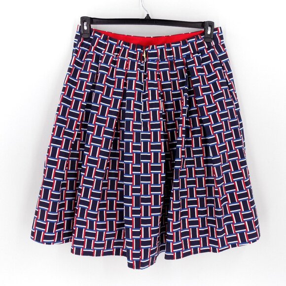 Draper James x Eloquii Geo Pleated Skirt Sz 18 Red White Blue - Picture 2 of 3